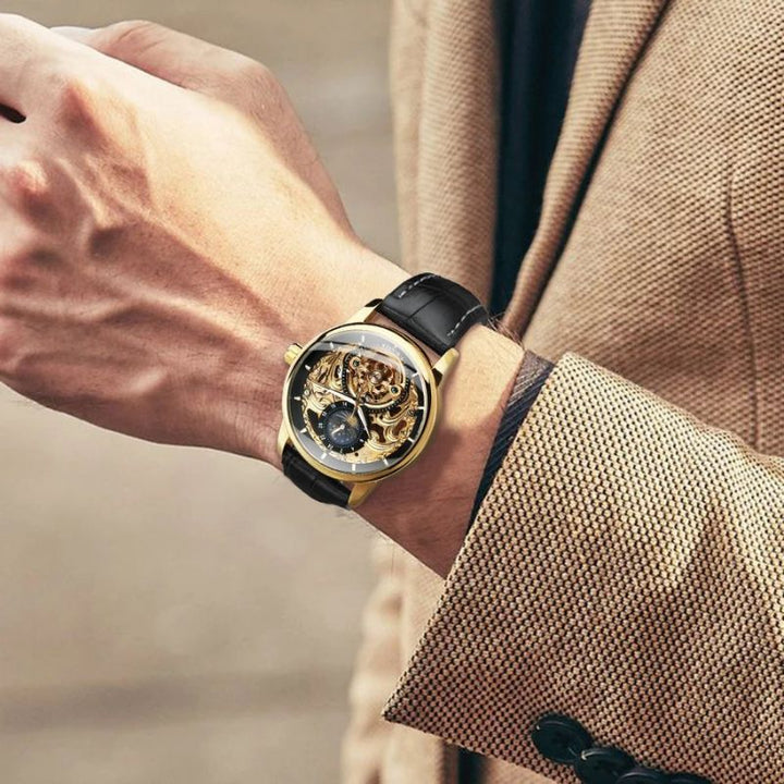 Automatic Skeleton Watch with Moon Phase Display