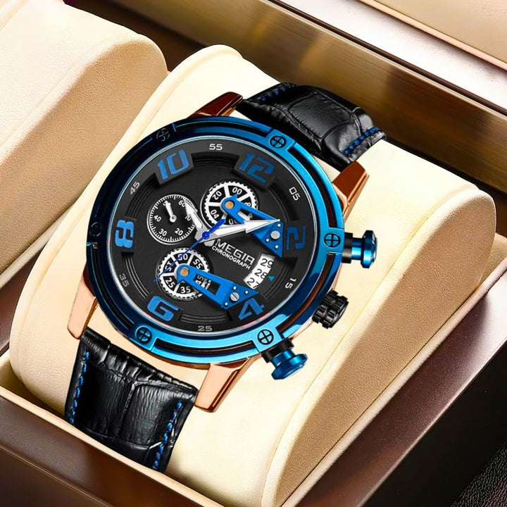 Men's Glow-in-the-Dark Quartz Chronograph Watch