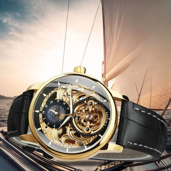 Automatic Skeleton Watch with Moon Phase Display