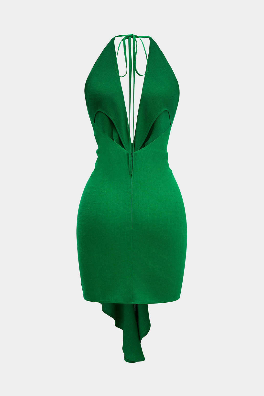 V-Neck Mini Dress with Tie Front in Linen