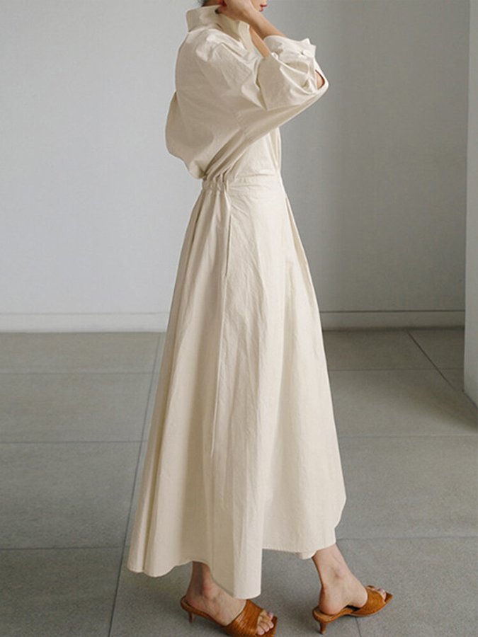 Brynn - Stylish A-Line Swing Dress with Polo Collar