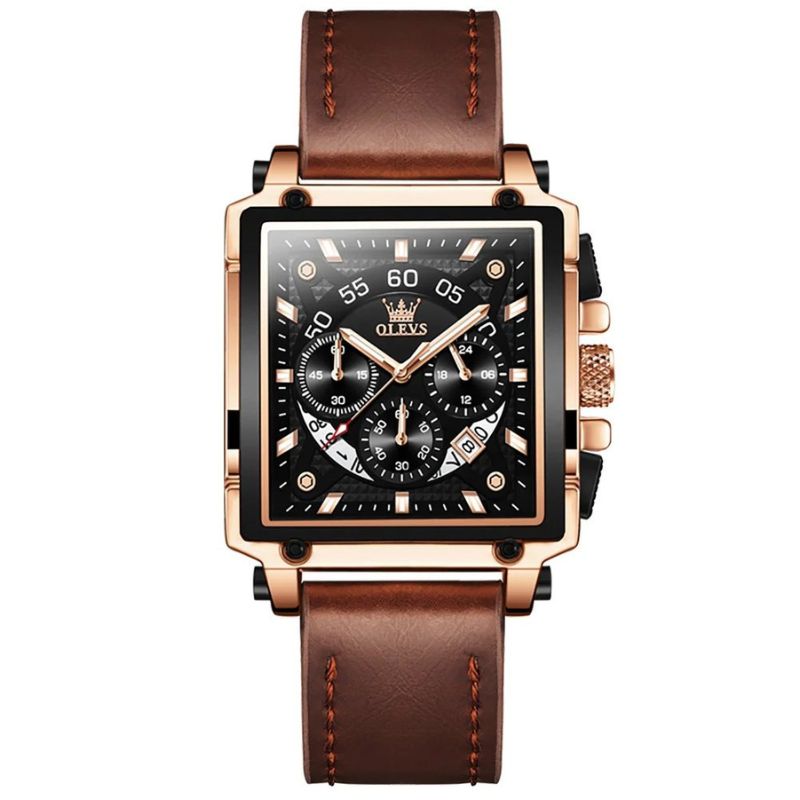 Stylish Square Dial Chronograph Timepiece