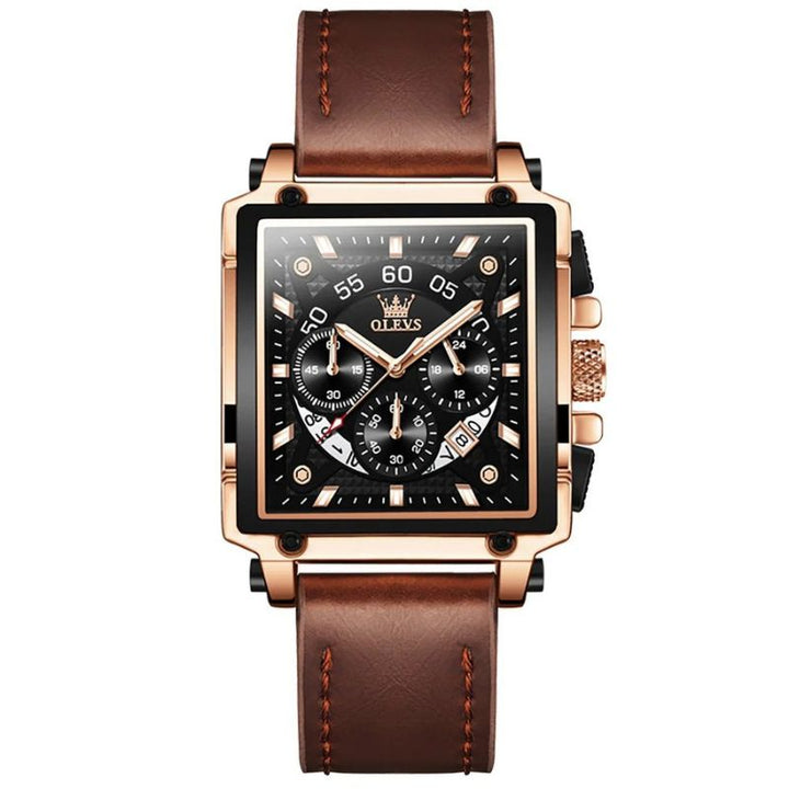 Stylish Square Dial Chronograph Timepiece