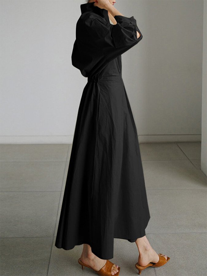 Brynn - Stylish A-Line Swing Dress with Polo Collar