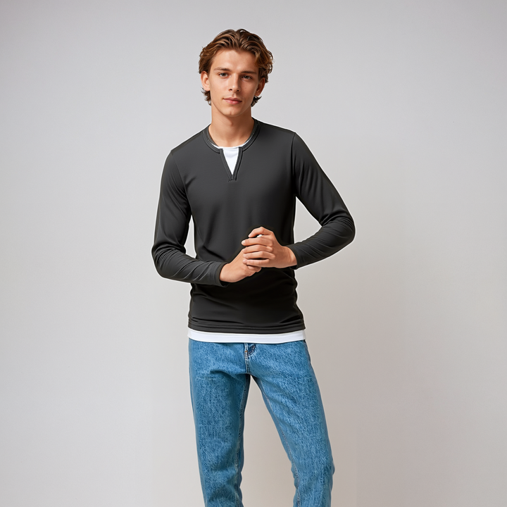 Damien | Men's Sweater in Shirt Style