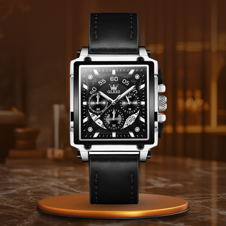 Stylish Square Dial Chronograph Timepiece