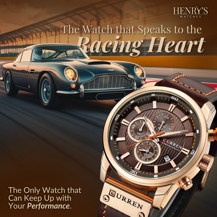 Sophisticated Leather-Banded Quartz Watch