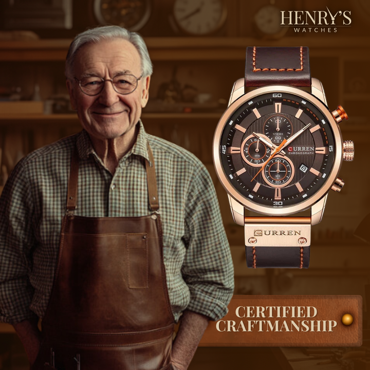 Sophisticated Leather-Banded Quartz Watch