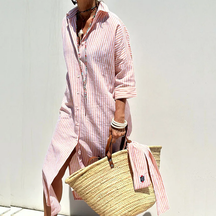 Hazel - Elegant Striped Midi Dress for Ultimate Comfort