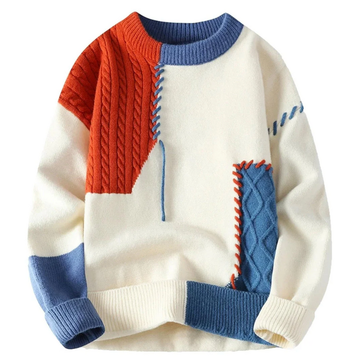 Harper | Men's Sweater with Patchwork Design