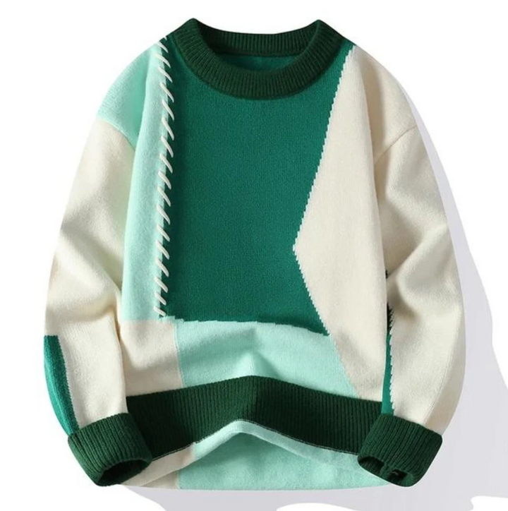 Harper | Men's Sweater with Patchwork Design