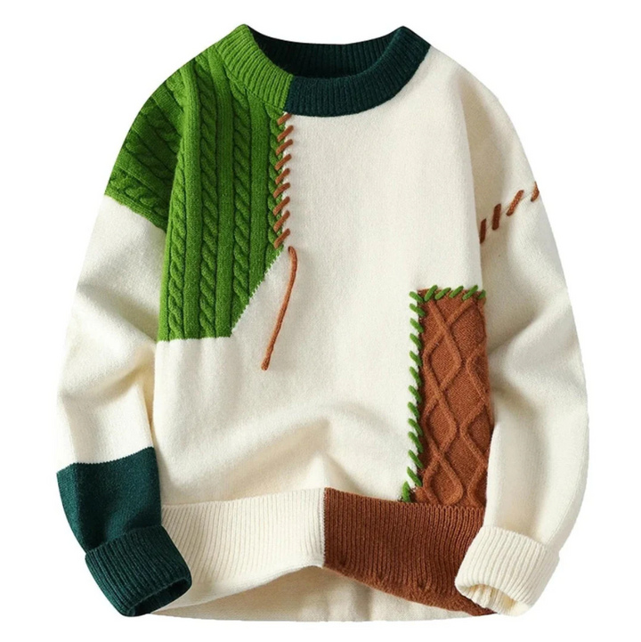 Harper | Men's Sweater with Patchwork Design