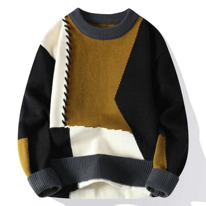 Harper | Men's Sweater with Patchwork Design