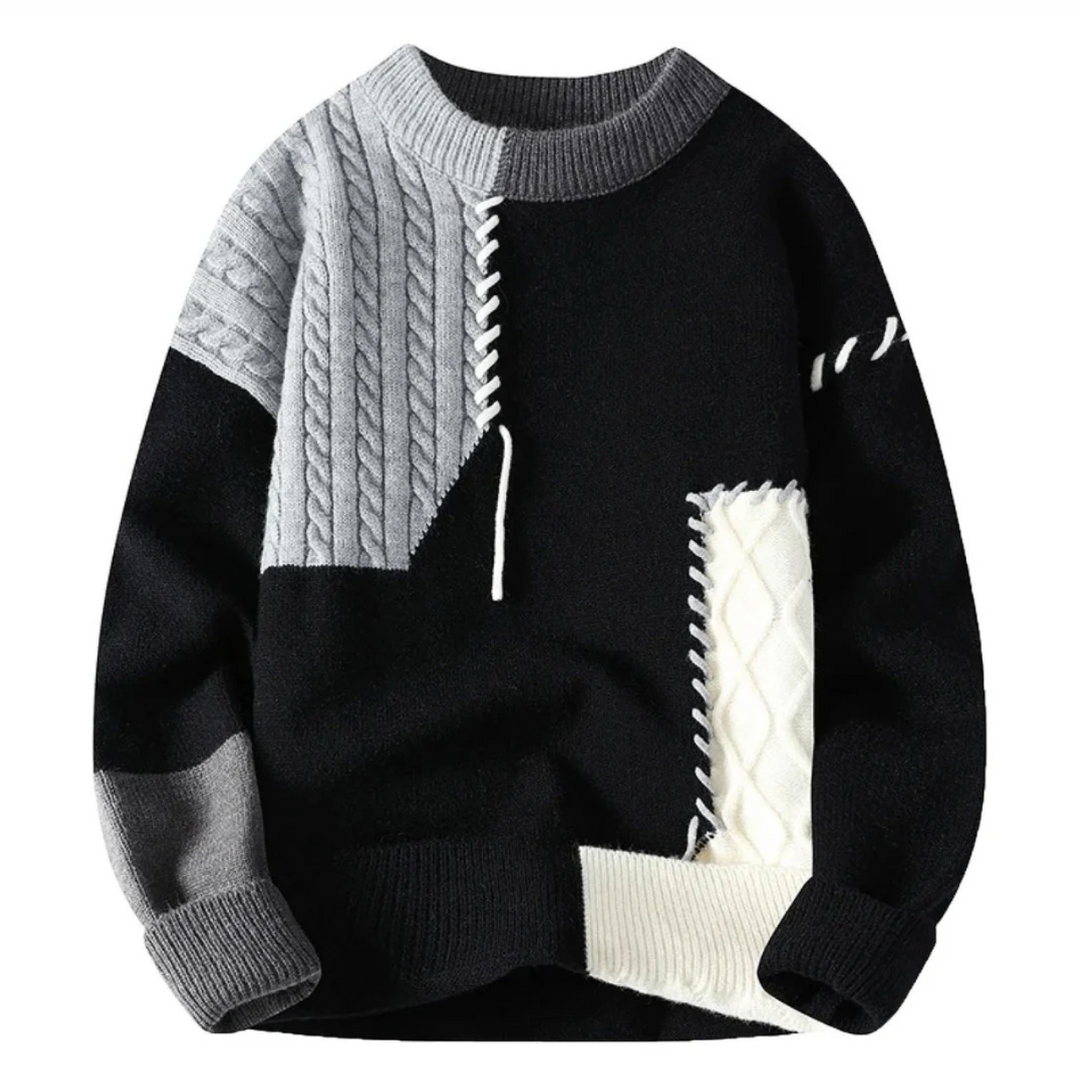 Harper | Men's Sweater with Patchwork Design